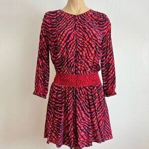 Vintage Y2K Juicy Couture Women’s Small 100% Silk Red Midi Fit Flare Dress Retro